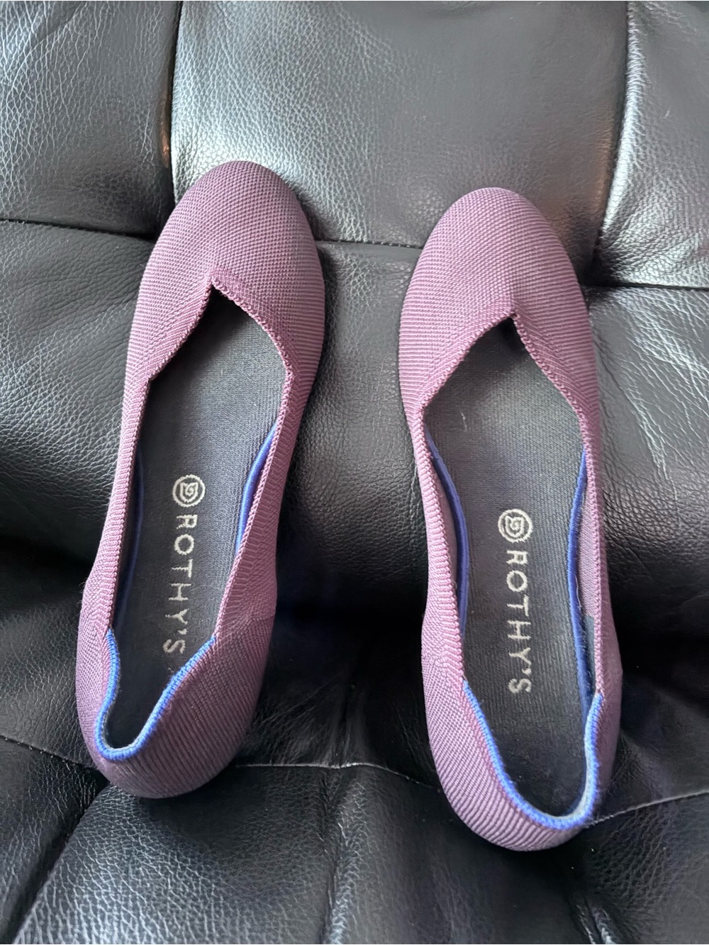 Rothy's Plum Knit Pointed-Toe Slip-On Flats